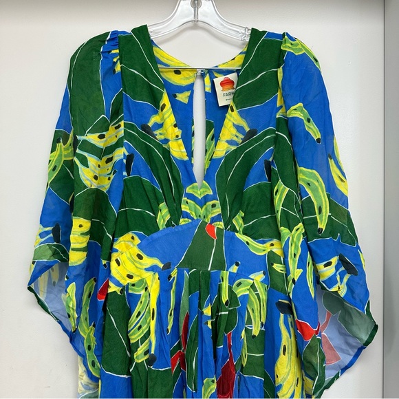 NWT FARM Rio Blue Banana Leaves Maxi Dress - Picture 5 of 9